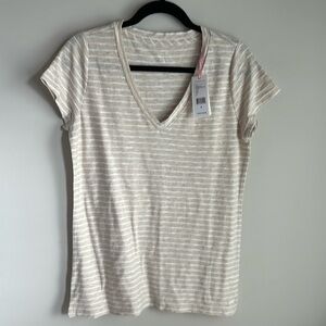 NWT Stripe Slub V Neck Tee T-Shirt - Sand- Vineyard Vines- 100% Cotton